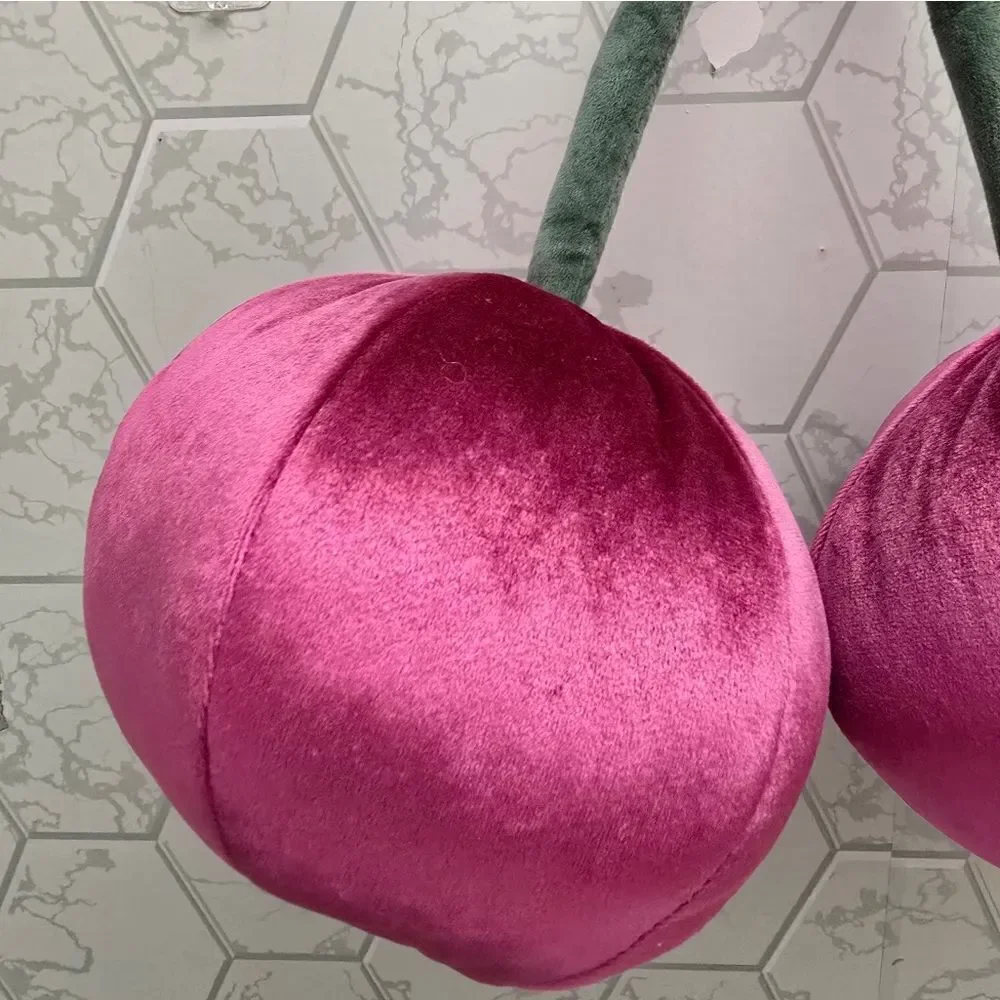 Room Essentials Pink Cherries Velvet Plush Throw Pillow 14